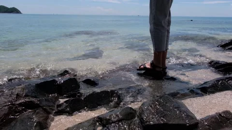 The girl standing at the beach Video stock 134609232