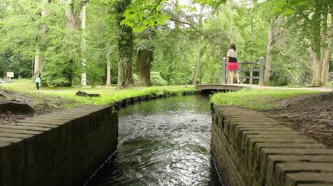 Girl standing on a bridge Stock Footage 27173554