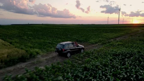 Girl Standing in Open Window During Offroad Adventure Stock Footage 294691489