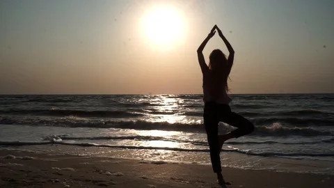 Yoga Poses Woman Practicing Pose At Sunset Backgrounds | JPG Free Download  - Pikbest