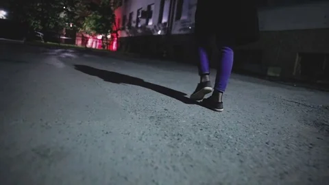 Girl to steps on the asphalt Stock Footage 81700964