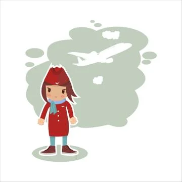 Girl stewardess in vector format Stock Illustration