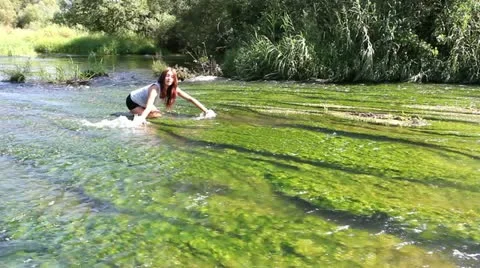 Girl, stream Stock Footage