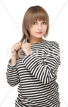 Girl in striped tanktop Stock Photos