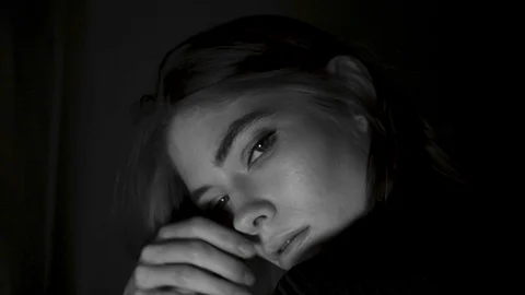 Girl stroking yourself Black and white video Stock Footage 129887053