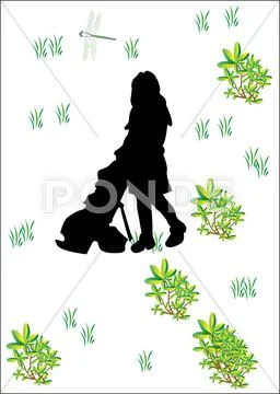 Girl with a stroller for dolls Stock Illustrationen