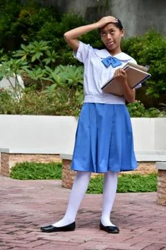 A Girl Student Memory Problems Stockfoto's