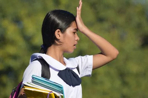 A Girl Student Memory Problems 스톡 사진