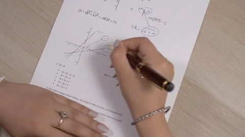Girl Student Studies Math Doing Her Homework Stock Footage 92088586