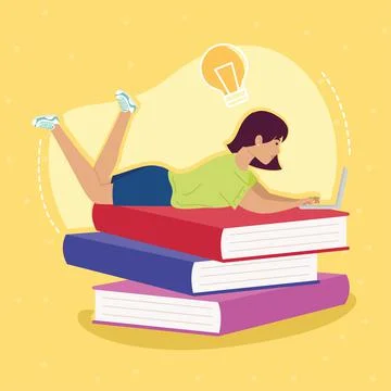 Girl studing with computer Stock Illustration