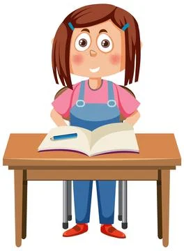 A girl study on a desk Stock Illustration