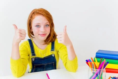 Girl is studying Stock Photos