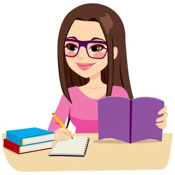 Girl Studying Taking Notes Stock Illustration