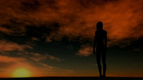 Girl in the sunset Video stock 33994185
