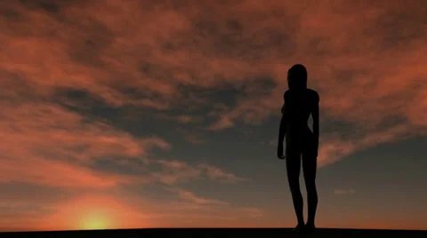Girl in the sunset Stock Footage 33994374