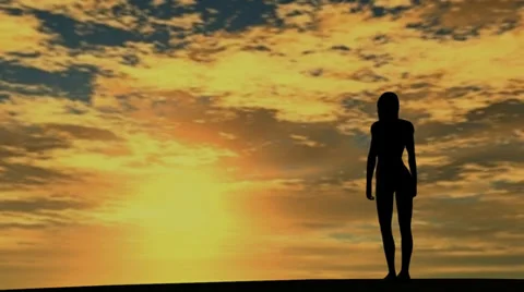 Girl in the sunset 動画素材 33995009