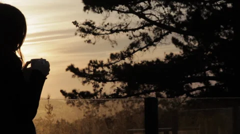 Girl Sunset Stock Footage 39862980