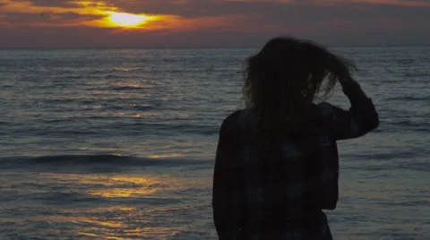Girl in the Sunset Stock Footage 41790413