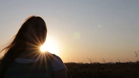 Girl at sunset Stock Footage 115887902