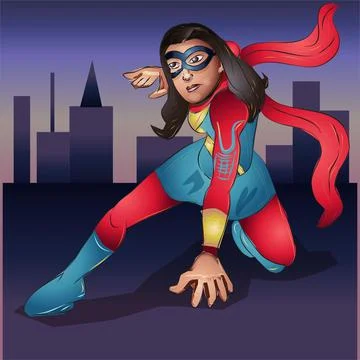 Girl Superhero Comic Character Vector Illustration Stock Illustration