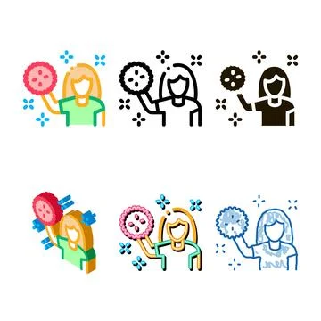 Girl with support groups icon vector outline types Ilustração Stock