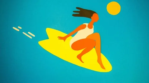 Girl surfing Stock Footage