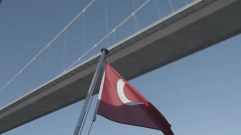A girl swims across the Bosphorus Strait Stock Footage
