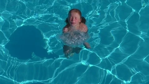Girl swims in the pool. Stock Footage 84727357