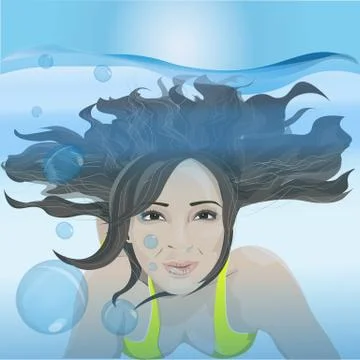 The girl swims under the water Stock Illustration