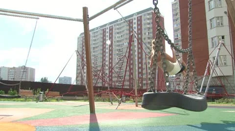 Girl swing Stock Footage 12710829