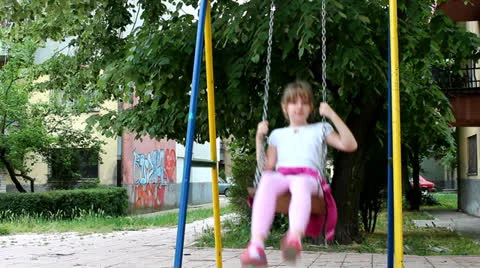 The girl in swing Stock Footage 23743064
