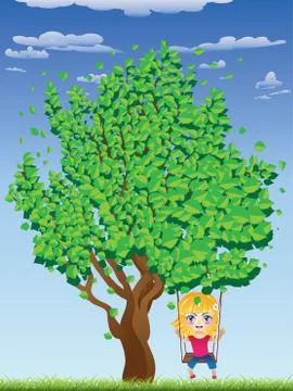 Girl on Swing Иллюстрация