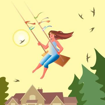 Girl on a swing Stock Illustration