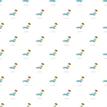 Girl swinging on white seamless pattern イラスト素材