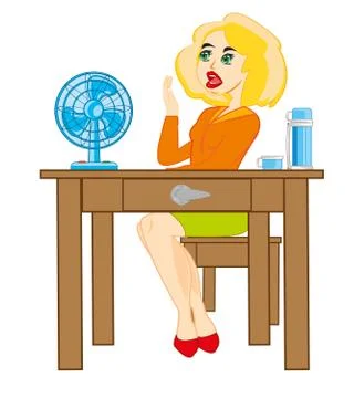 Girl at the table Stock Illustration