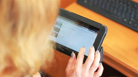 The Girl With The Tablet 3 Stock Footage 58799405