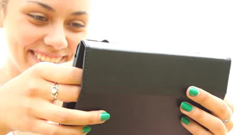 Girl with tablet computer Vídeo Stock 24806304