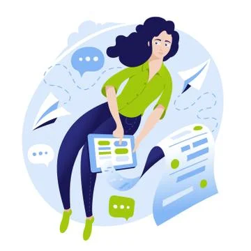 Girl with tablet Stock Illustration