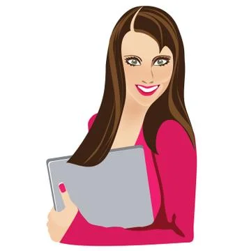 Girl with tablet pc Stock Illustration