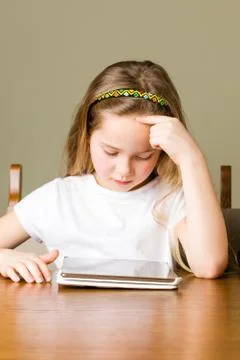 Girl with tablet pc Stock Photos