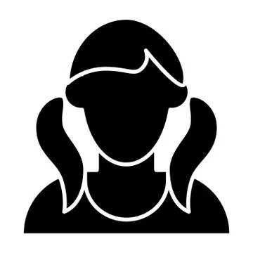 Girl with tails avatar solid icon. Faceless girl with two tails vector Illustrazione stock