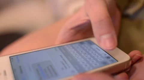 Girl takes the Smart Phone in hands types a message in the messenger - close up Stock Footage 59193848