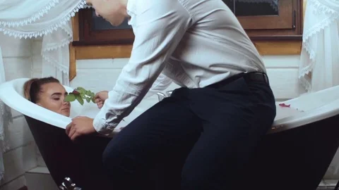 Girl taking a bath Stock Footage 80222417