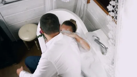 Girl taking a bath Stock Footage 80222691