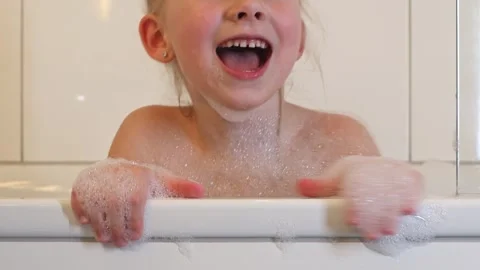Girl taking a bubble bath. Stock Footage 251485256