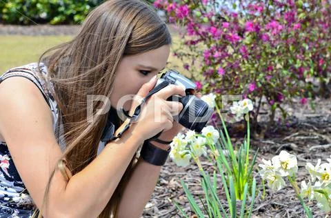 Girl Taking a Picture Stock Photos