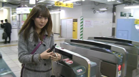 Girl taking train Stock-Footage 32274254