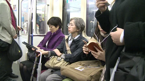 Girl taking train Stock Footage 32274346