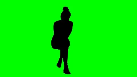 Girl Talking on The Phone While Sitting Green Screen Silhouette Stock Footage 126014248