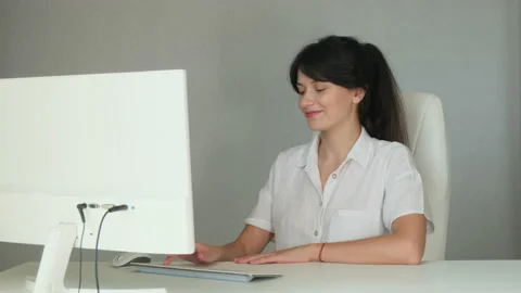 Girl talking by video call Stock Footage 136653519